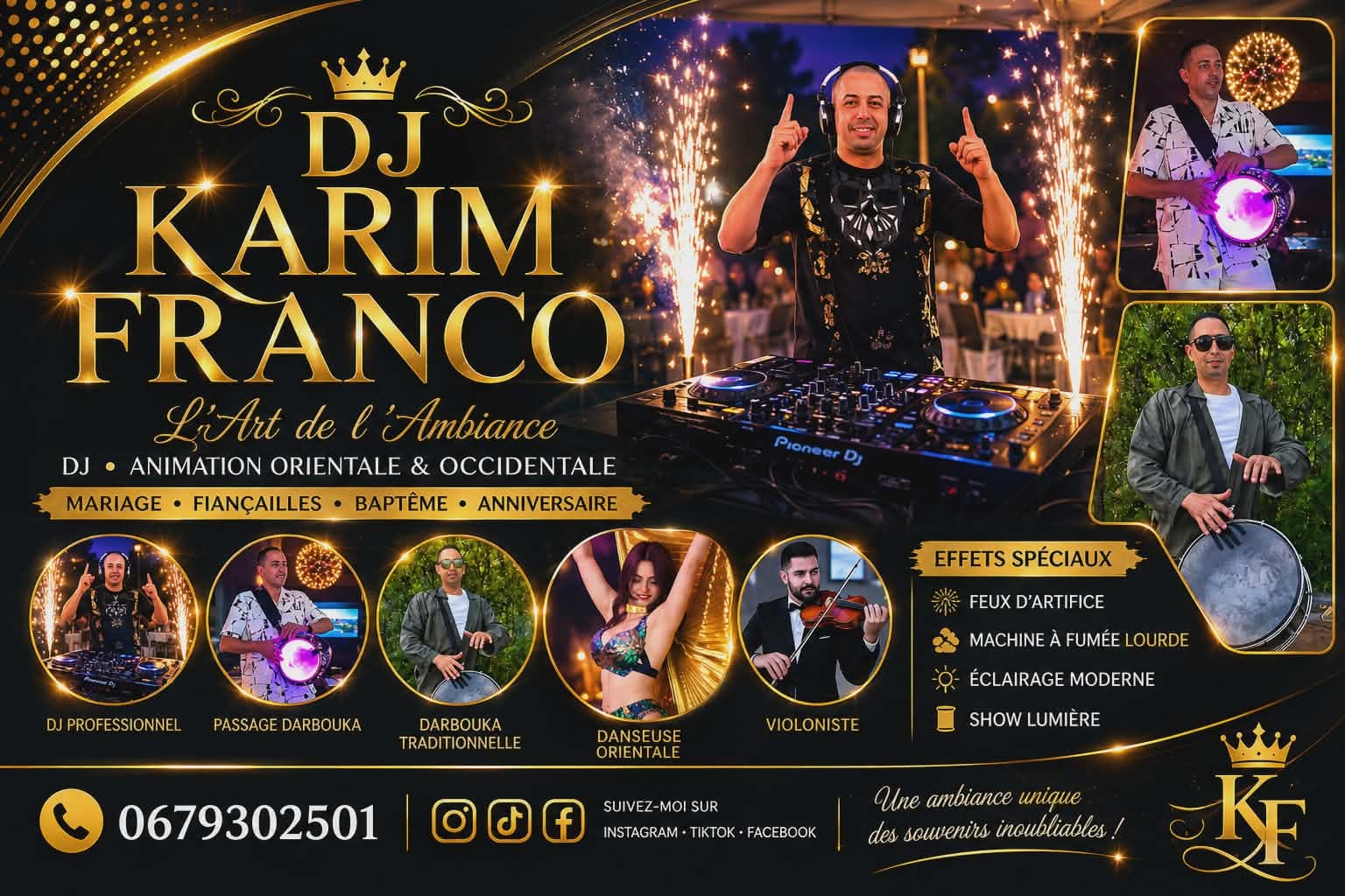 Affiche DJ Karim Franco - animation orientale et occidentale Côte d'Azur